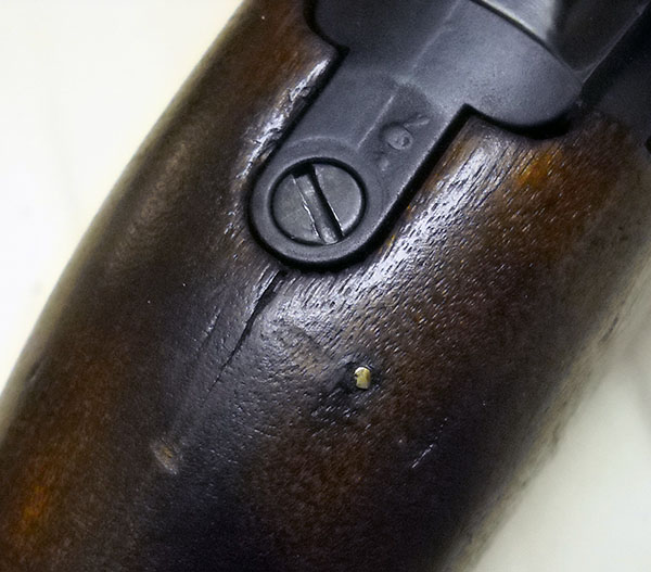 detail, closeup of rear stock repair